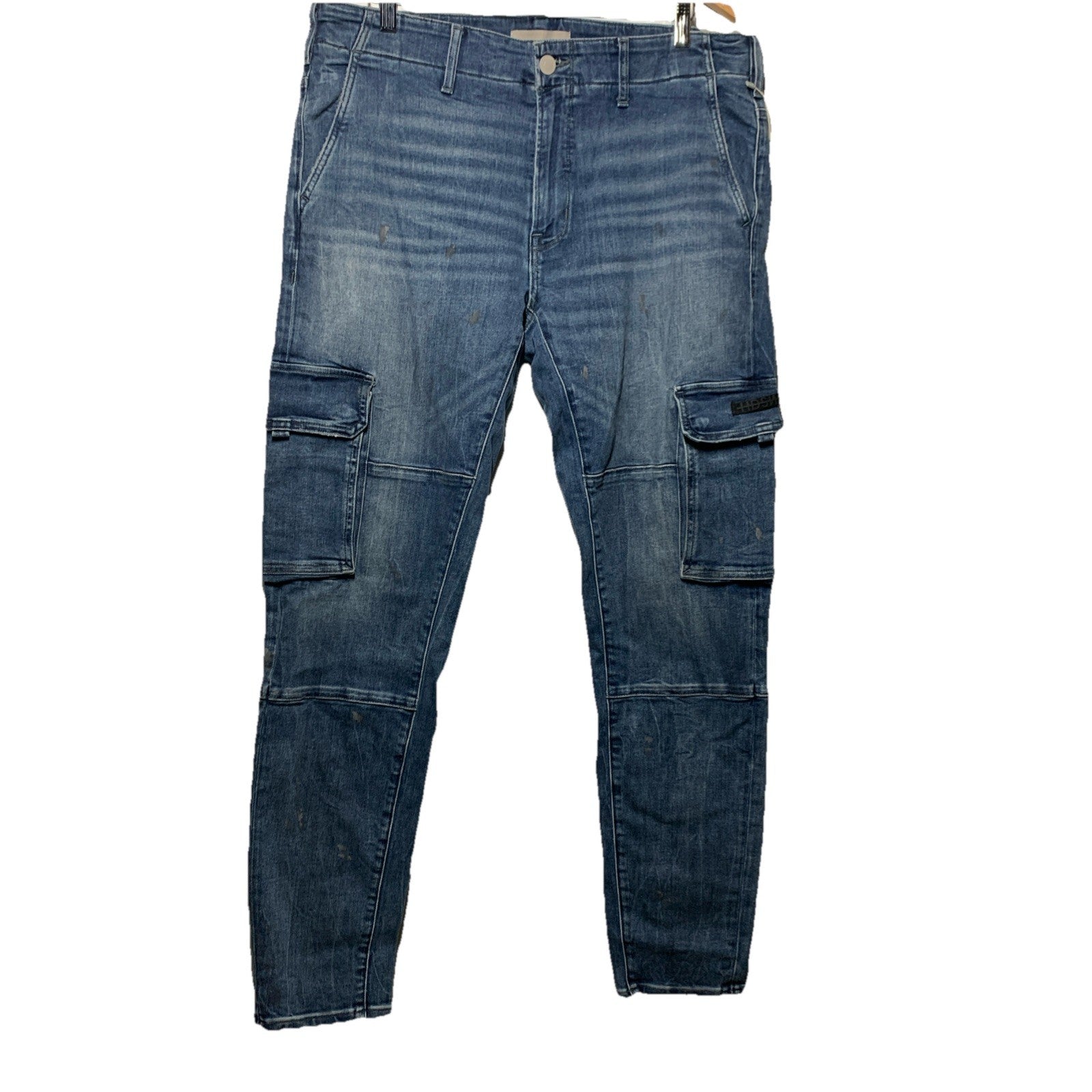 Hudson Men’s Skinny Summer Night Cargo Paint Splat Jeans 36 Long Pants w/Pockets