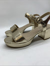 LifeStride Womens Rhythmn Platino Metallic Gold Size 8M Open Toe Platform Block