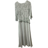 Gray women's beaded scoop neck 3/4 sleeve dress by The Family Flips, size 12, long evening dress with elegant detailing.