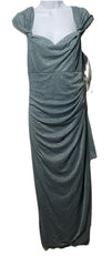 Alex Evenings Women's Long Cold Shoulder Dress Formal Wedding Sea foam Size 16