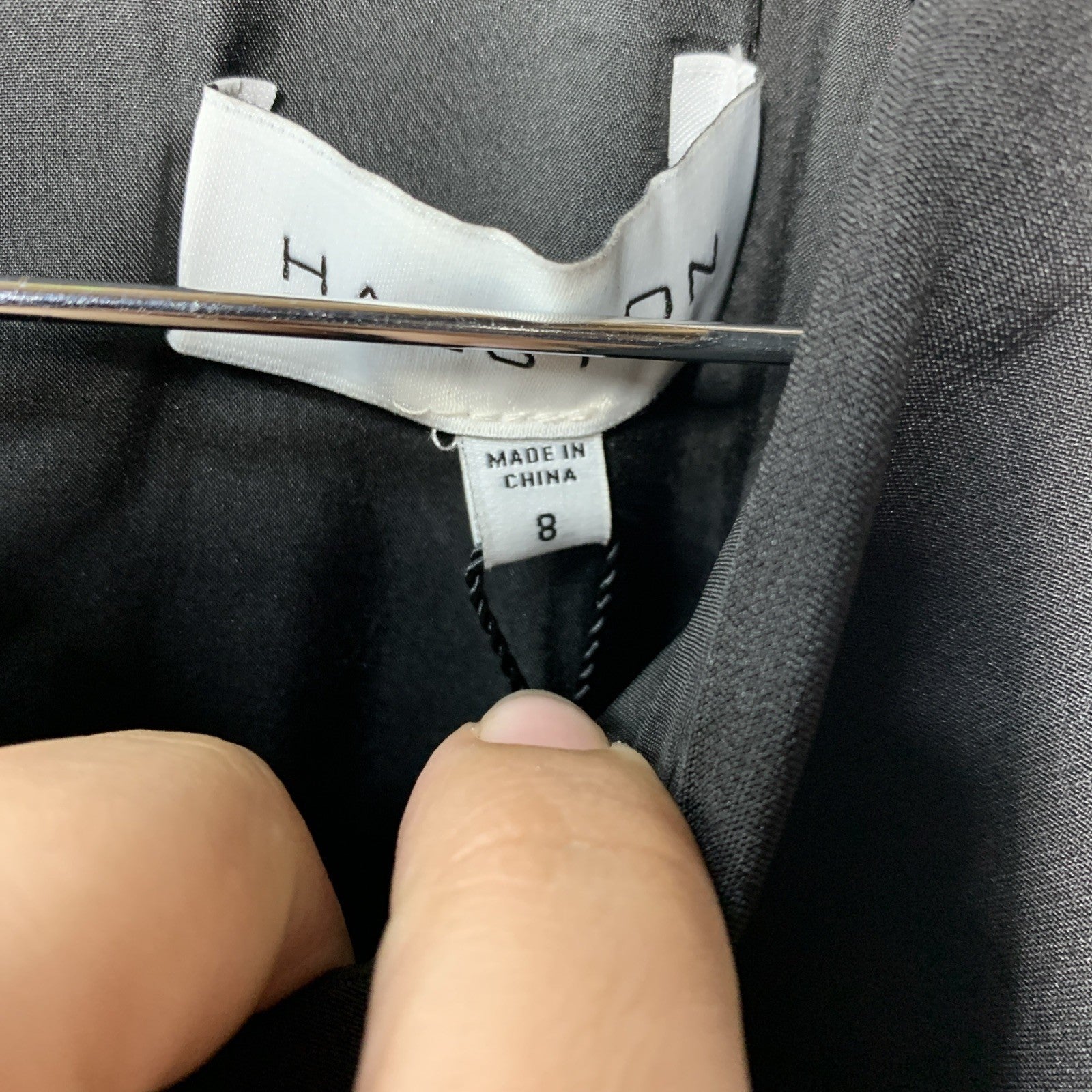 HALSTON Women's Annika Gown Dress Stretch Crepe Halter Black Sleeveless Size 8