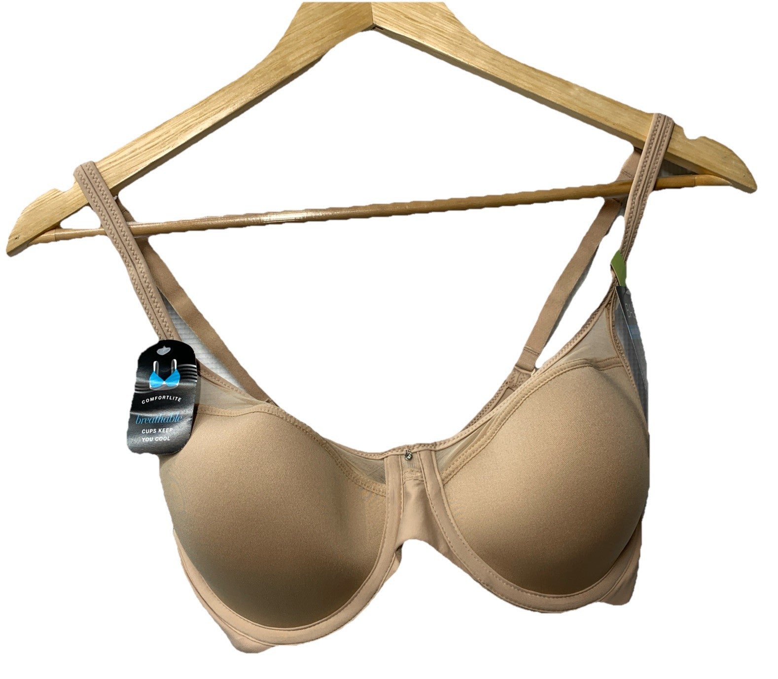 Women's One Smooth U Ultra Light Bra with illusion neckline in nude, size 36B, from The Family Flips, showing front view.