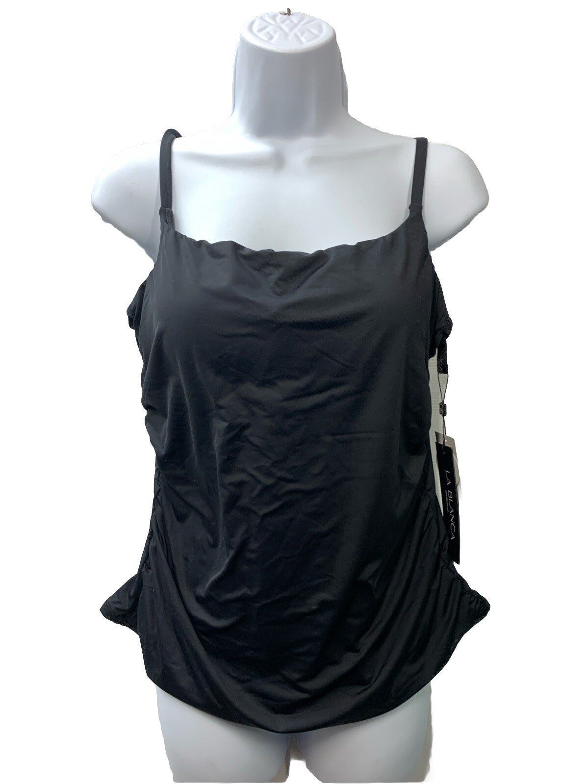 La Blanca Women Island Goddess Lingerie Strap Tankini Swimsuit Top Size 14 Black