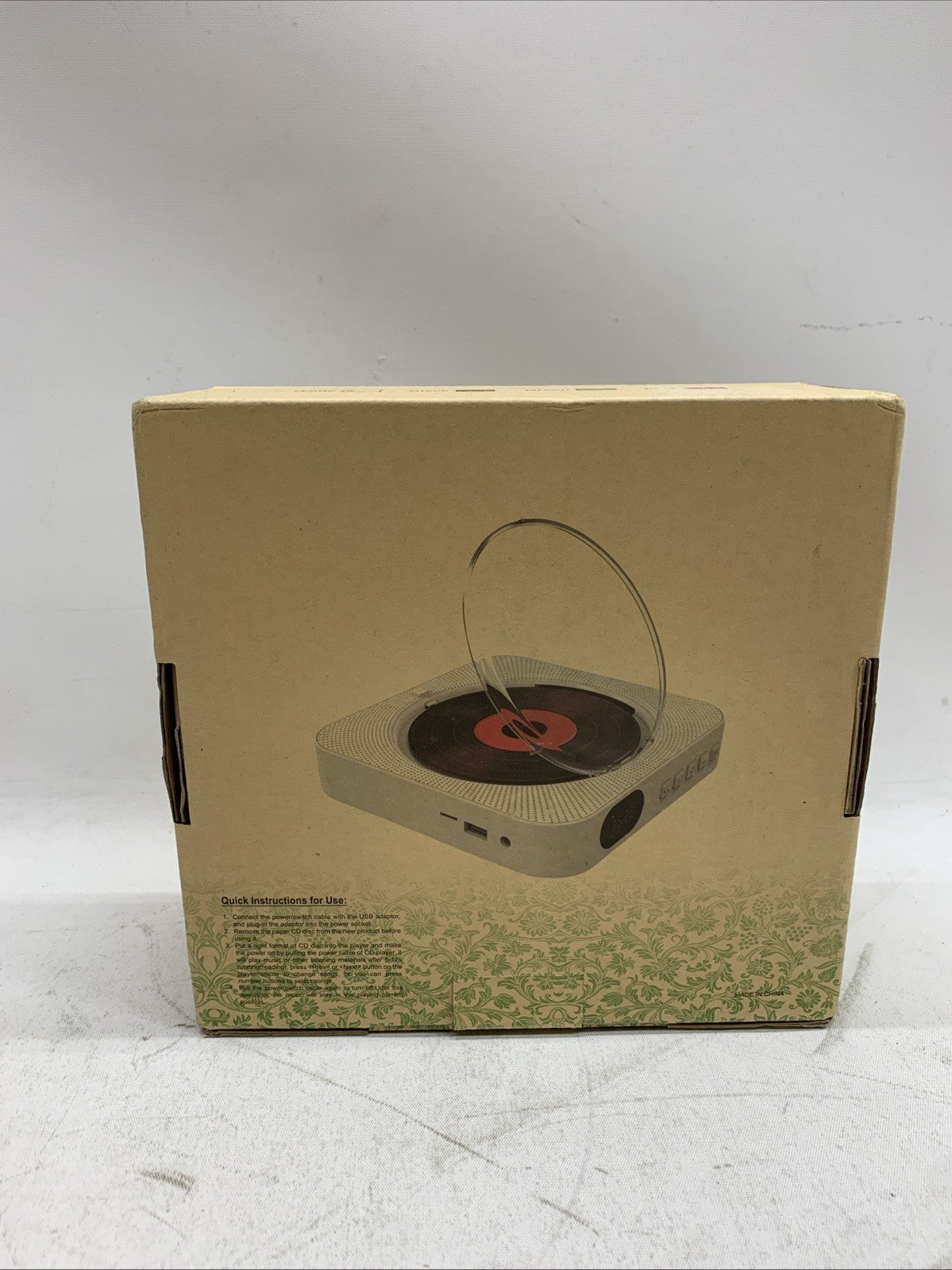 Wall Mountable CD Player White Portable CD Players Music Player Home Audio Boomb