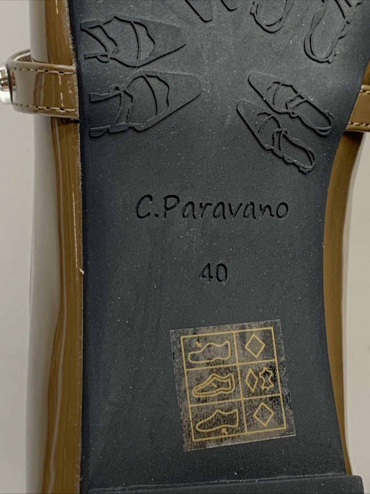 C.Paravano Mary Jane Women's Ballet Flats Brown Square Toe Pearl Strap Size 9.5