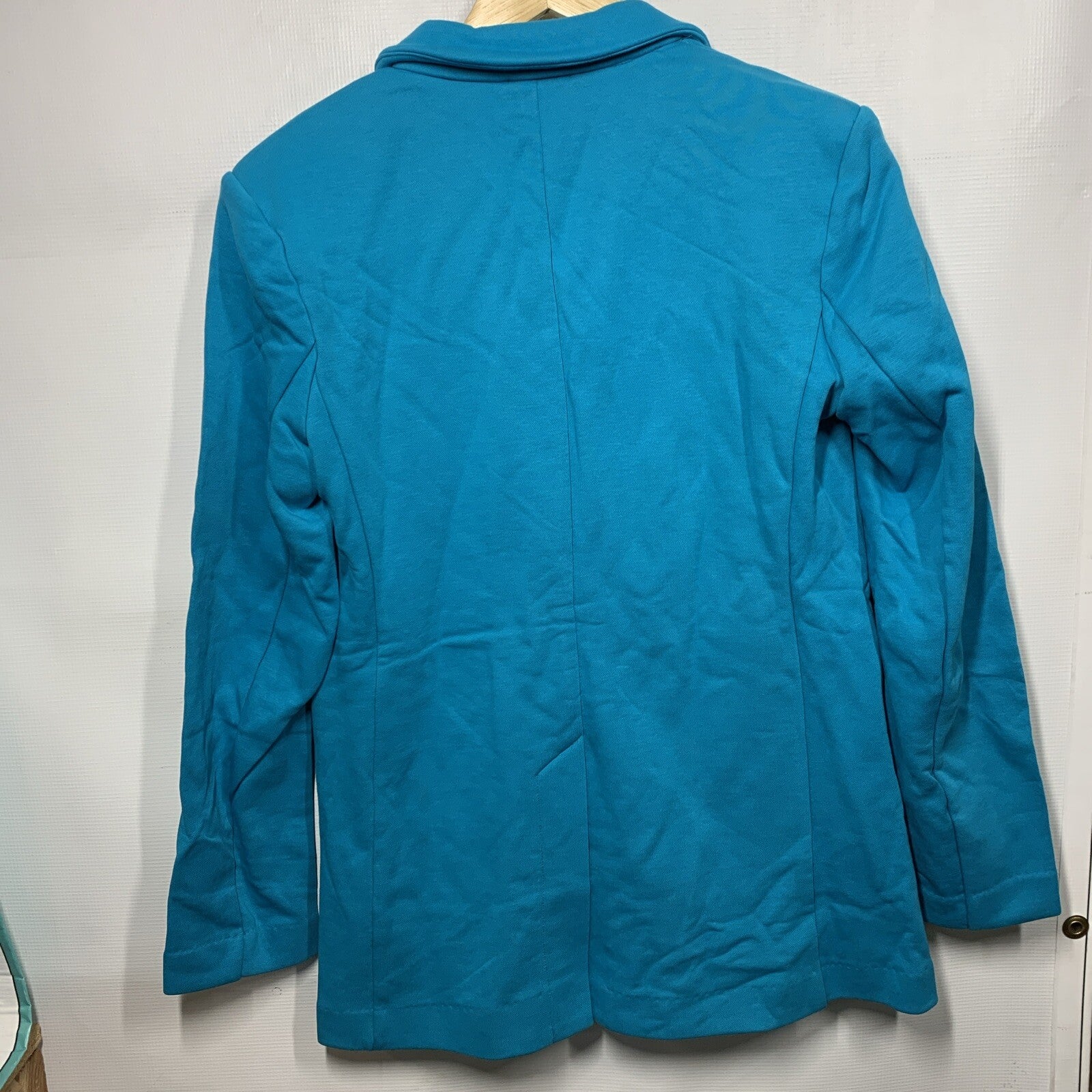 Women’s Terea Size 8 Enamel Blue Casual Amora French Terry Blazer Long Sleeve