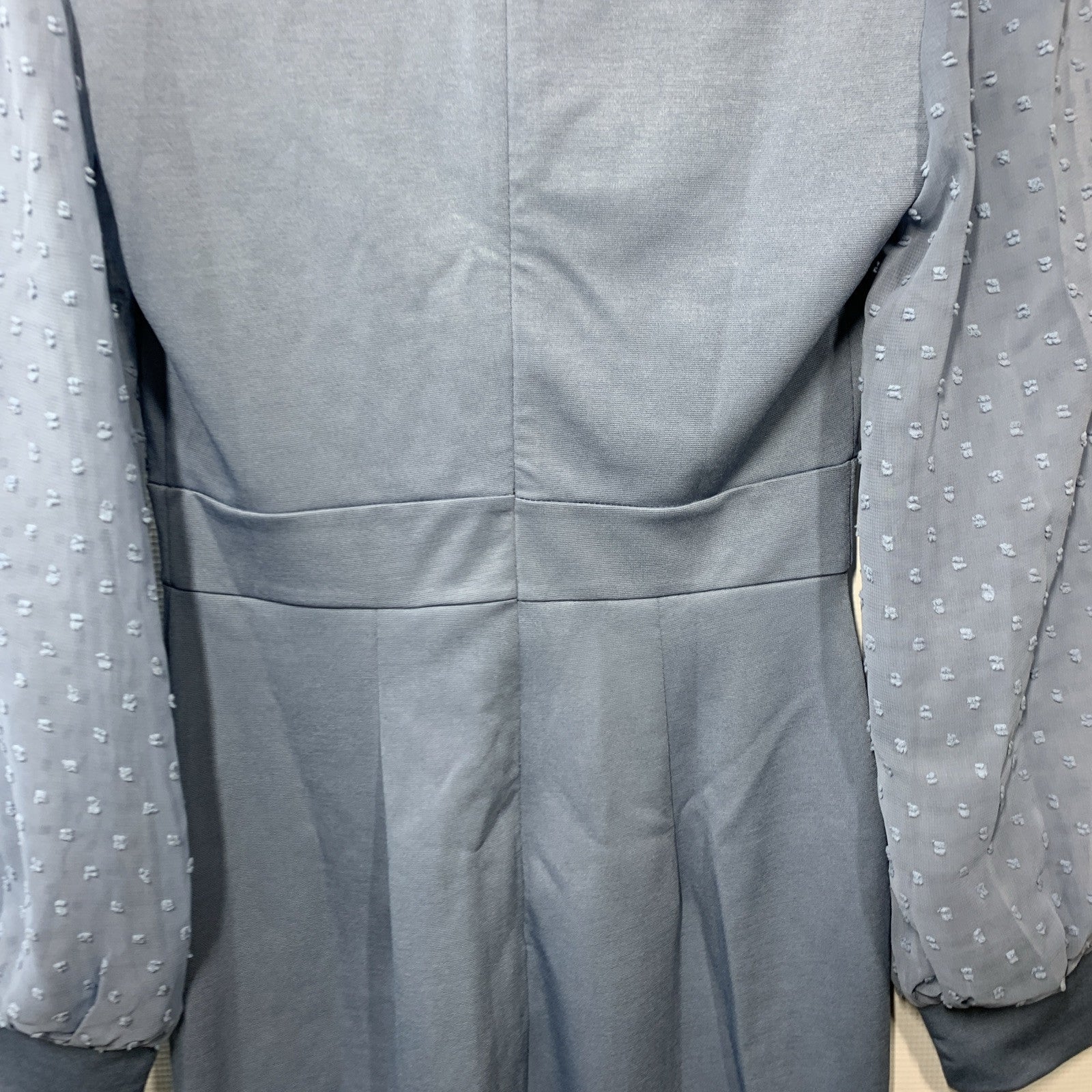 Grace Karin Haze Blue Surplice Clip Dot Long Sleeve Sheath Pencil Dress Size XS