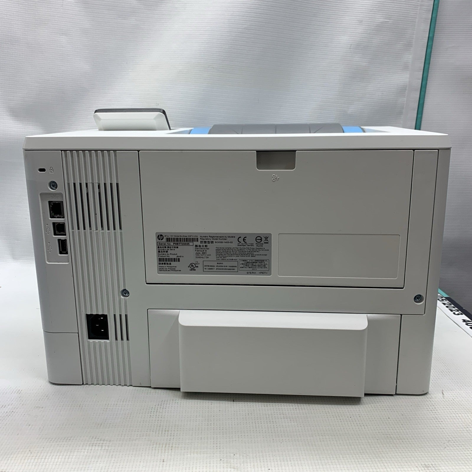 HP LaserJet Pro M501dn Printer 550 Sheet Paper Tray Black White LCD Display Back