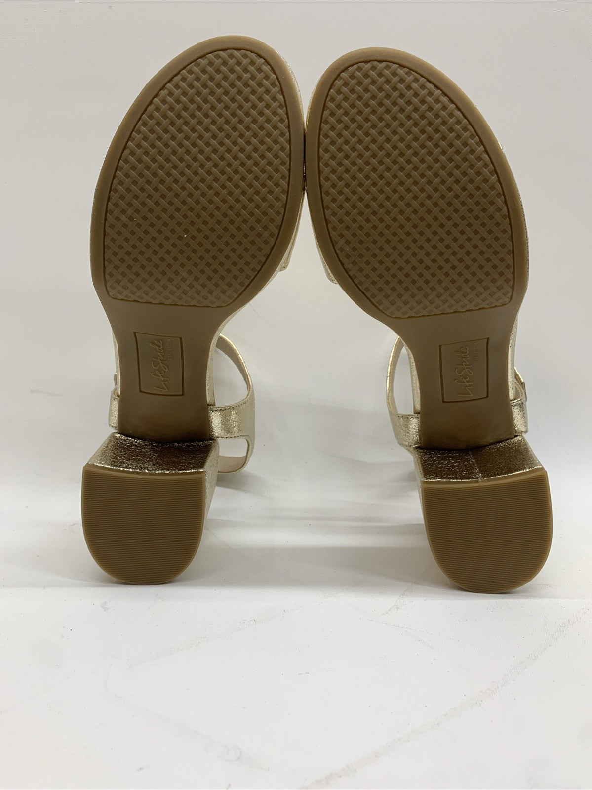 LifeStride Womens Rhythmn Platino Metallic Gold Size 8M Open Toe Platform Block