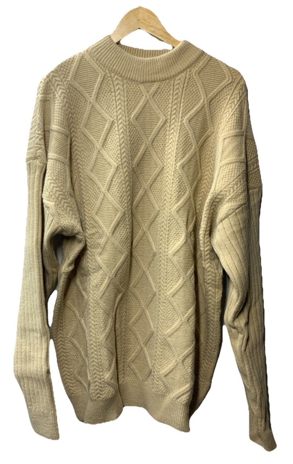 Aelfric Eden Women’s Vintage Oversized Cable Knit Sweater 2XL Camel Long Sleeve