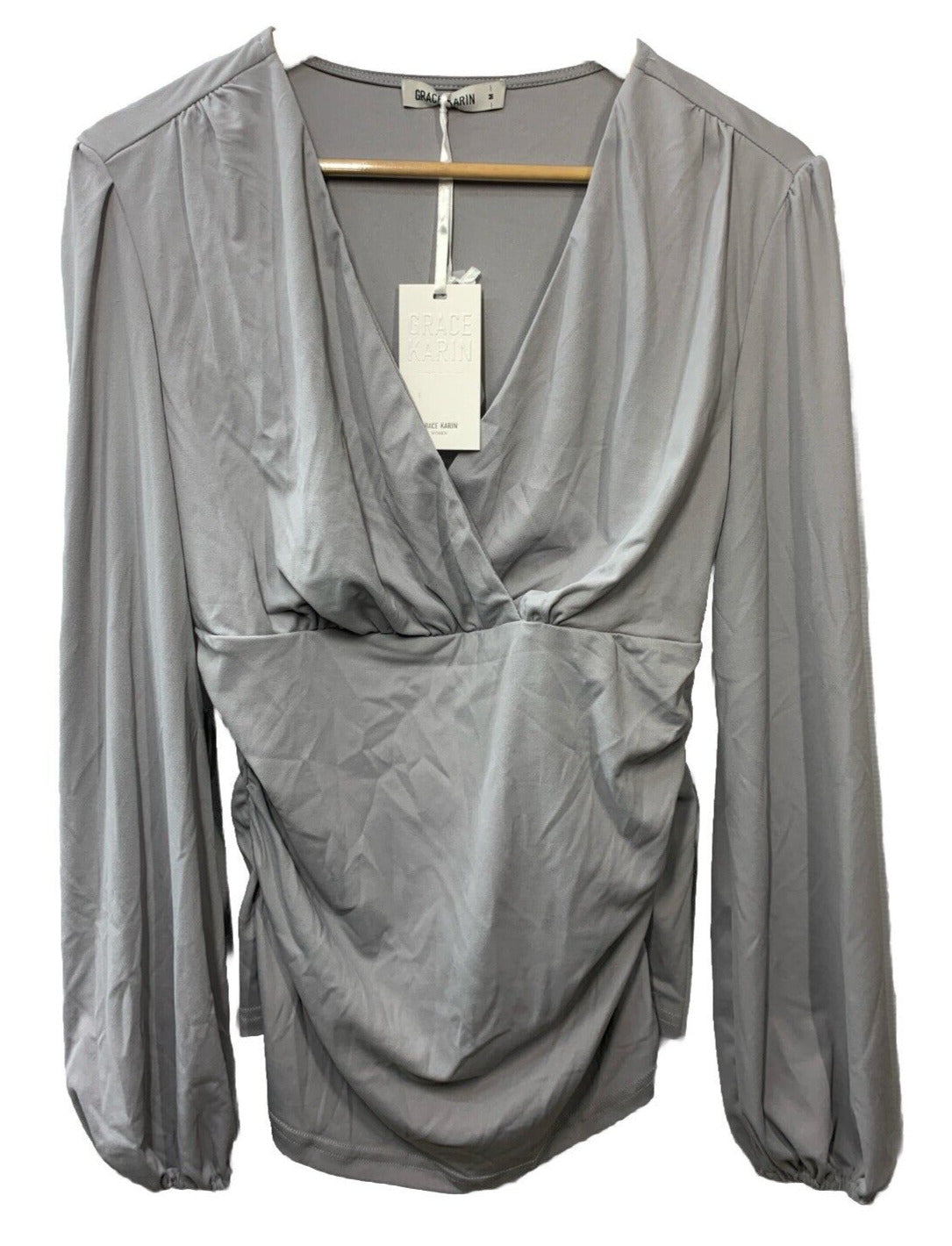 GRACE KARIN 2024 Women's Tops Elegant Wrap Blouse V Neck Work Shirts Size M