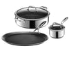 HexClad Hybrid Cookware 5 Pc Frying Pan & Pot Set 12” Griddle w/Lids 7QT, 1QT,