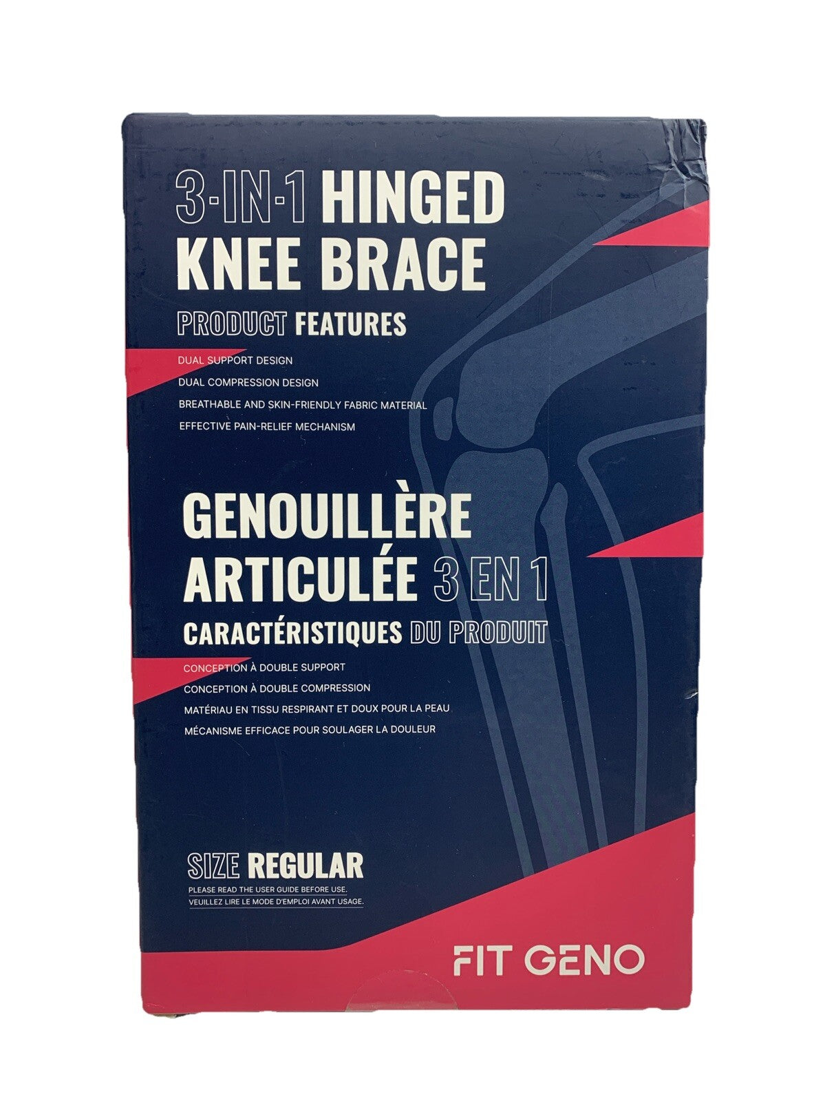 Fit Geno 3-In-1 Hinged Knee Brace One Size Fits Most S-L Orthopedic For Injury