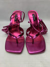 Nine West Women's Terrie Ankle Wrap Heeled Sandal Dark Metallic Pink | Prom 7.5