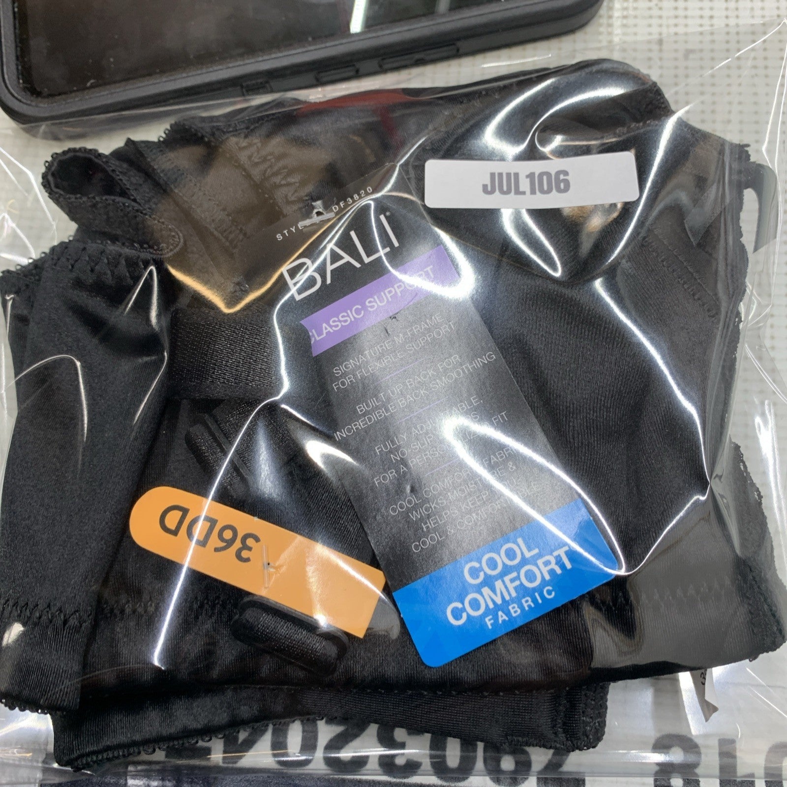 Bali Womens Double Support Wirefree Bra 36DD Black Classic Support Adjustable