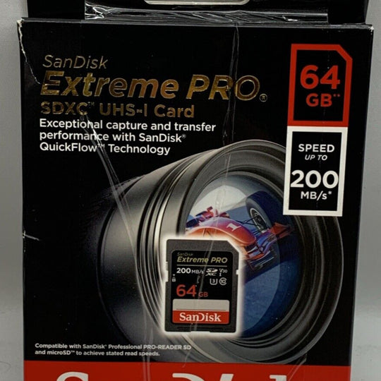 SanDisk Extreme PRO 64GB UHS-I U3 SDXC 200MB/s 4K UHD Video Memory Card SDSDXXU