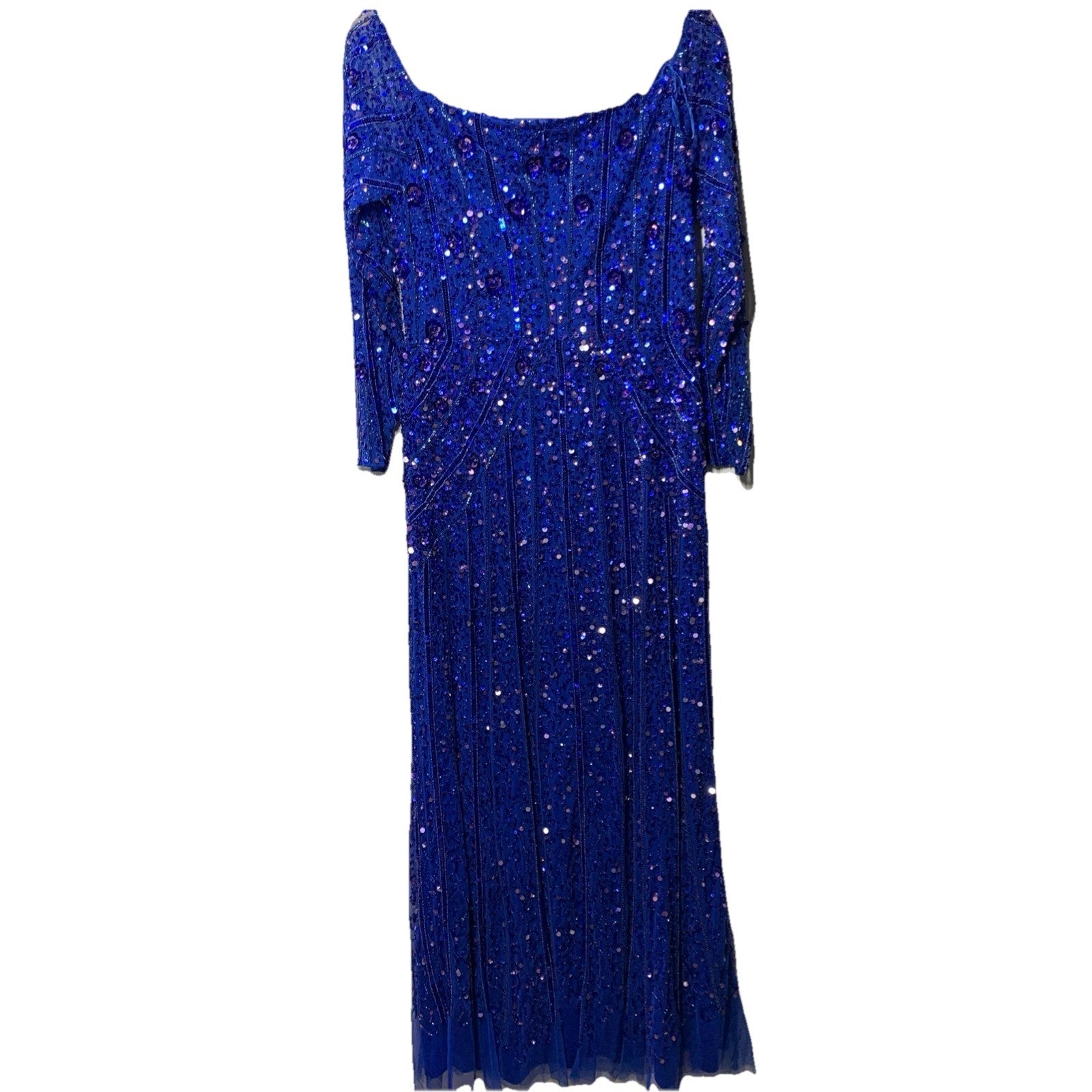 Adrianna Papell Women's Beaded Off Shoulder Long Sleeve Gala Gown Dress Size 12