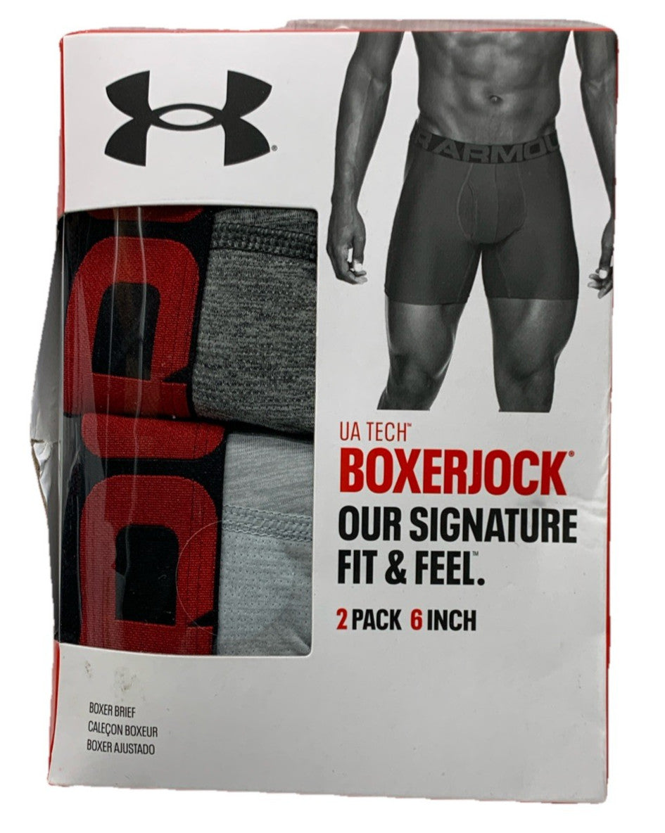 Men's Under Armour 2-Pack UA Tech 6-inch Boxerjock Boxer Briefs 5XL Fit & Feel