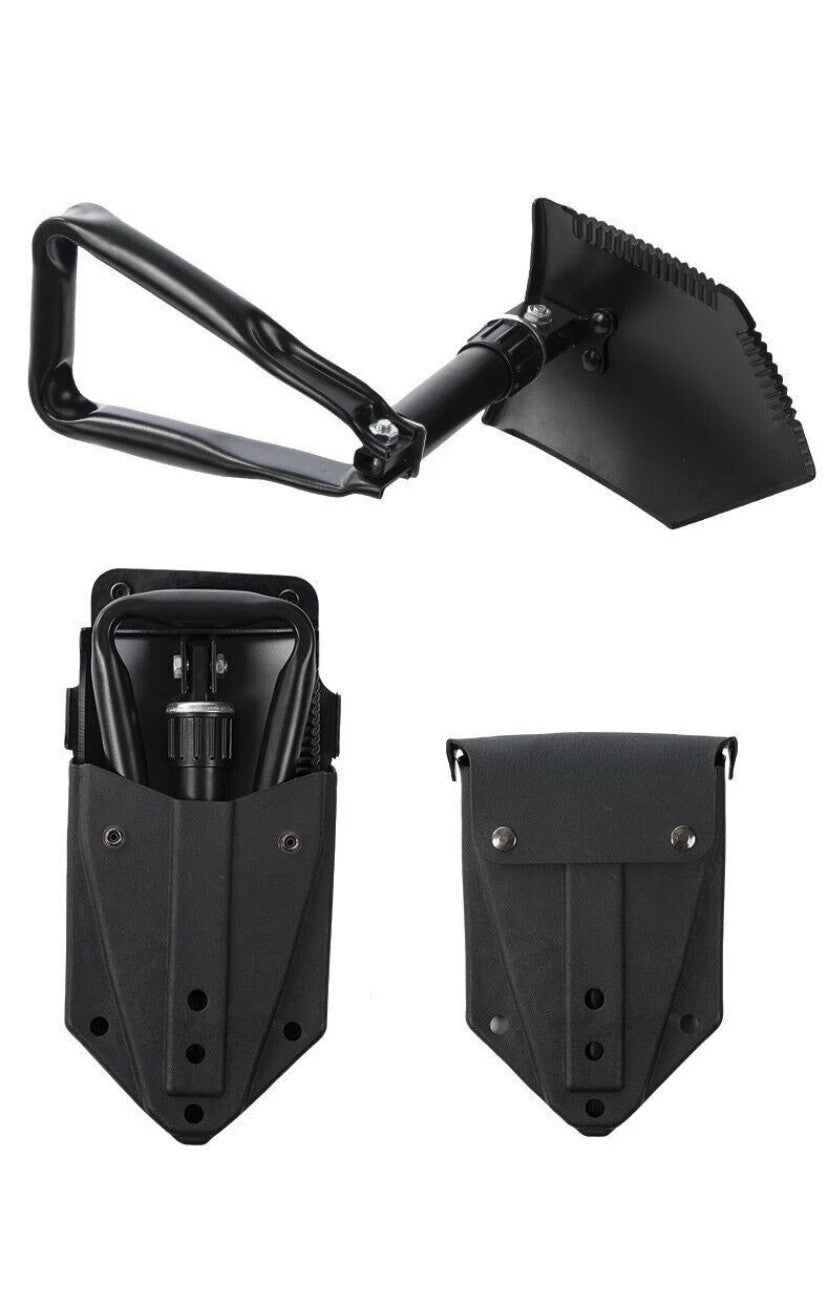 Mil-Tec US 2.5mm Trifold Shovel with Pouch Gardening Outdoor Spade Folding Black
