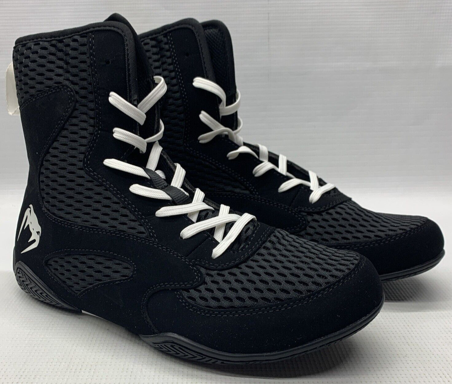 Venum Contender Men’s 8 High Top Boxing/MMA Shoes Black/White Mid-cut Lace-up