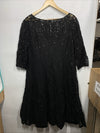 Slny Women's Sequined Lace Short Sleeve Midi A-Line Formal Dress Size 18W Black