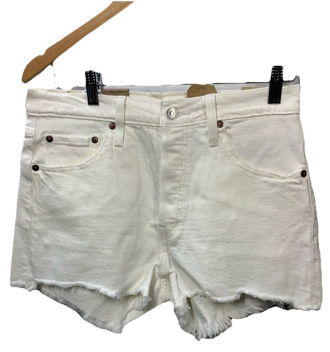 Levi's 501 Women's Off White High Rise Denim Original Shorts Size 28 Non-stretch