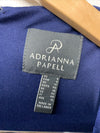 Adrianna Papell Tiered Sleeve Sheath Dress Women's Size 8 Navy Satin Knit Crepe