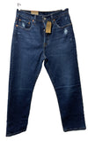 Levi's 501 women's cropped straight leg high-rise distressed jeans in size 28x26, shown on a model.