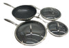 HexClad Hybrid 7-Piece  Nonstick Cookware Pan Set Cooking with Lid and wok USED