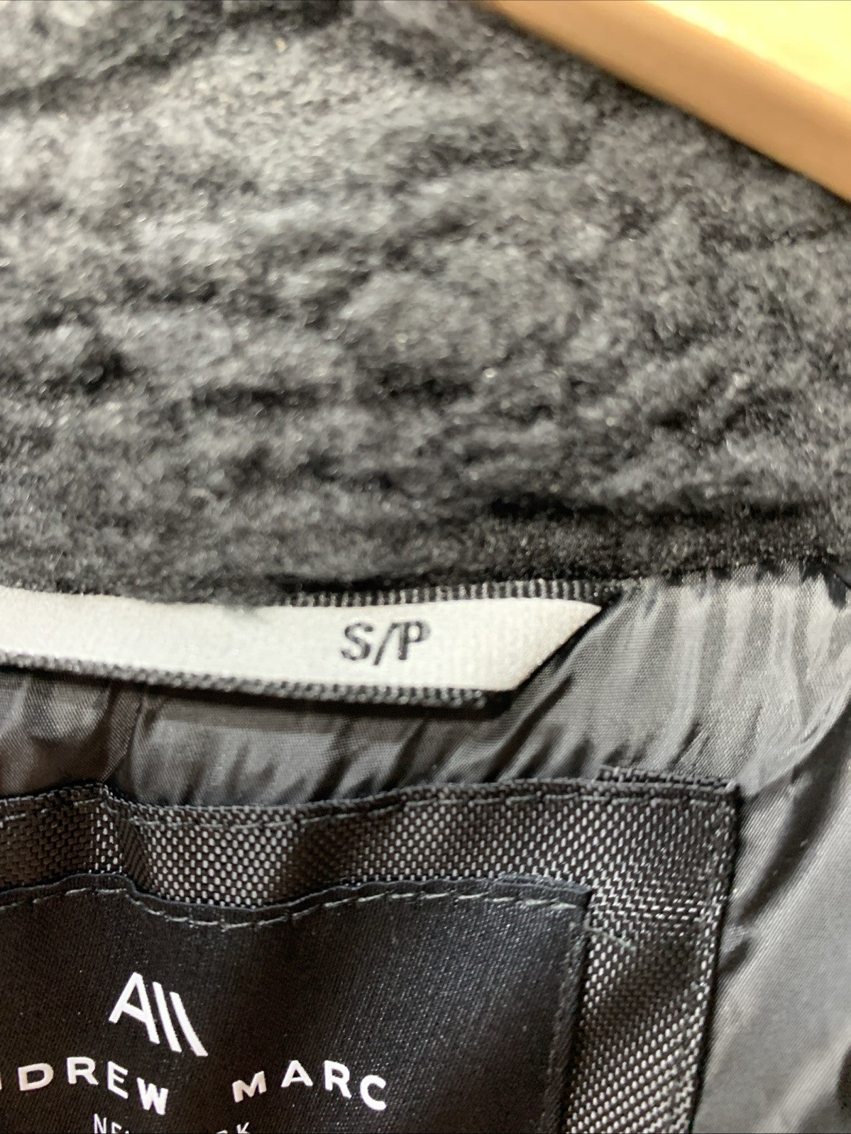 Andrew Marc Men's Jacket Long Sleeve Shearling Collar Full-zip Size S Black