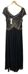 JKara Women's Sweetheart Neck Long Dress Size 18 Black with Silver Beads
