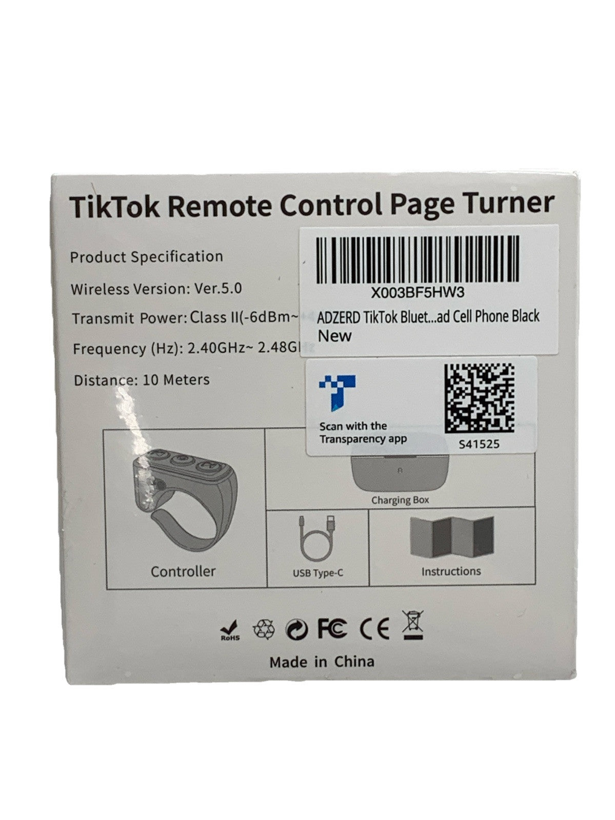 Tiktok Adzerd Multifunction Remote Scrolling Ring Video Music App Control A