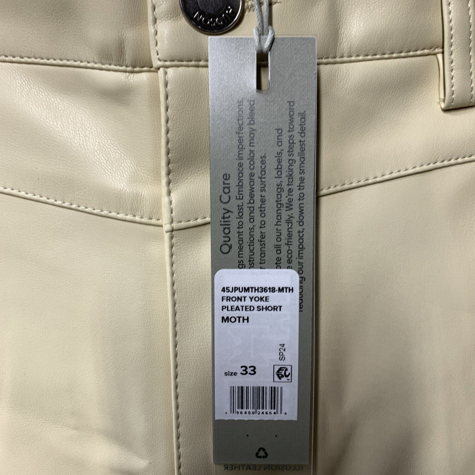 HUDSON Women's Mid Rise Pleated Short Size 33 Moth Collection with Pockets