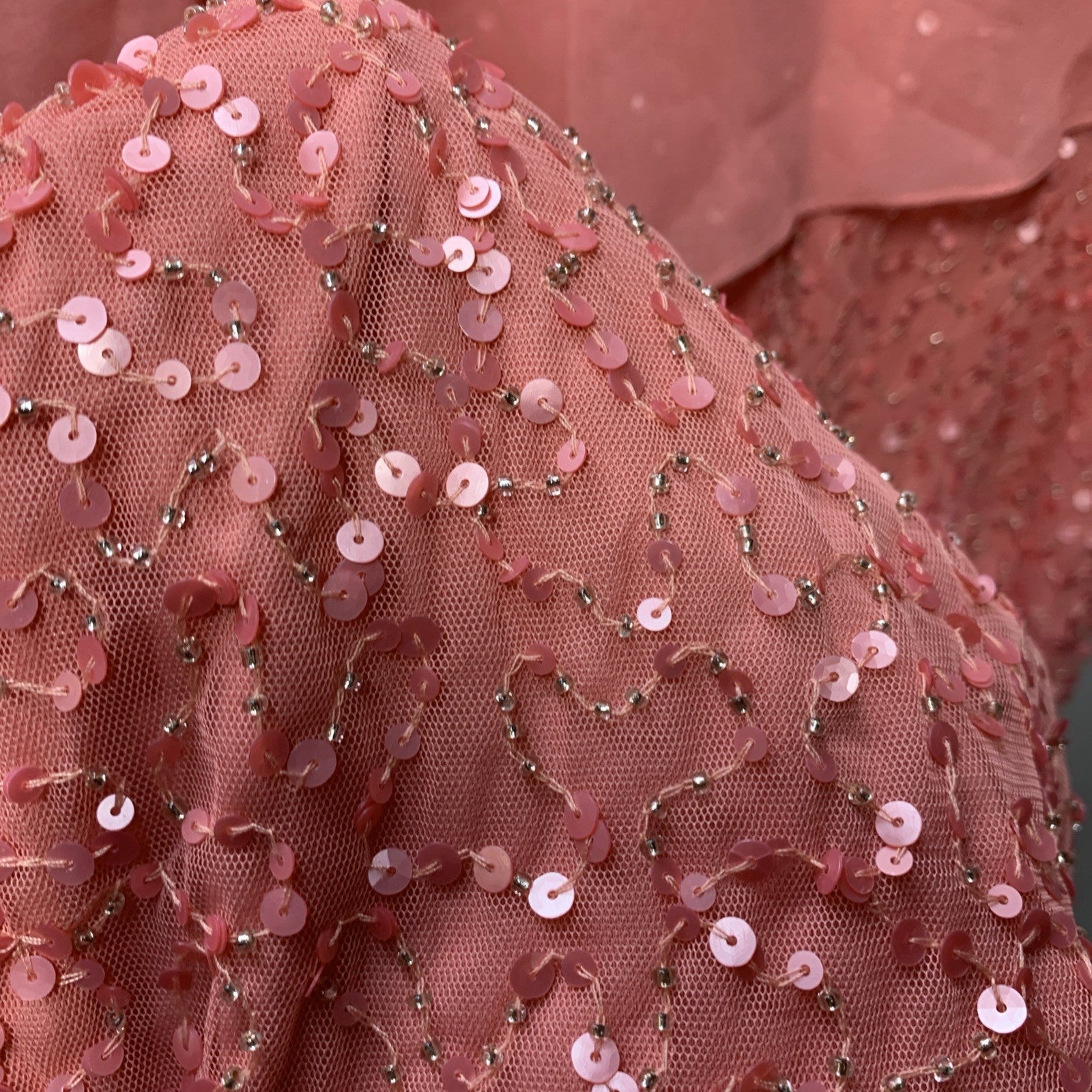 J Kara Caplet Short Cocktail Party Beaded Dress Women’s Size 14W Pull-On Coral