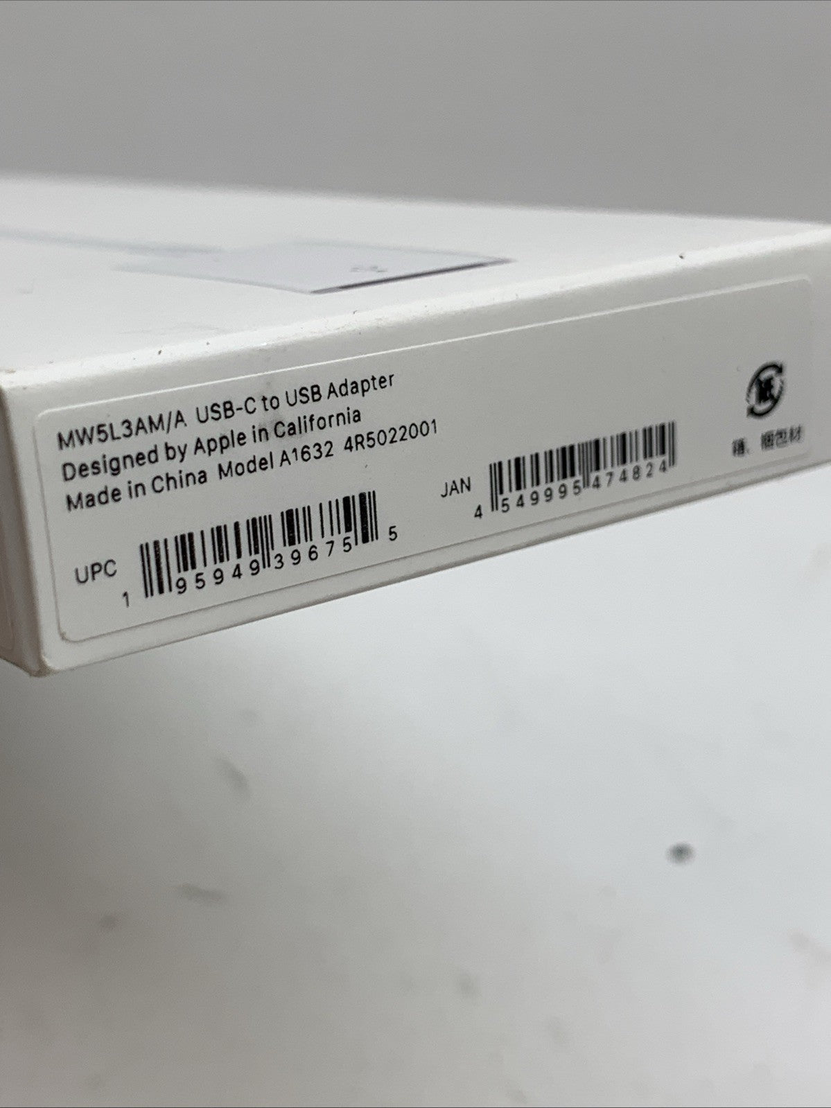 Apple USB-C to USB Adapter MW5L3AM/A for Computer, Tablet, Telephone White