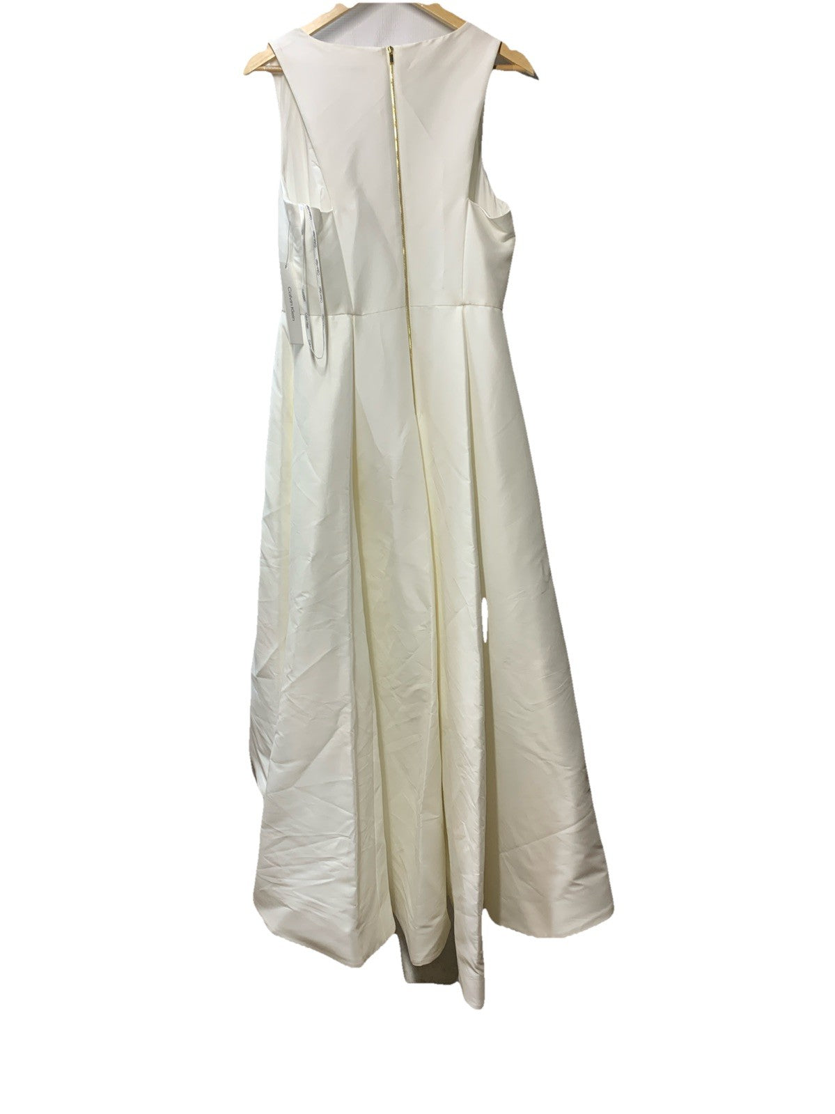 Calvin Klein Women's Sleeveless V-neck High Low Dress White CD7B144P Size 10