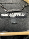 Karl Lagerfeld Paris Black Wool Coat Size L Long Sleeve LWOMW713 Big Collar