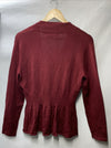 Women's Cardigan Slim Fit Casual Defined Waist Long Sleeve Size M Dark Maroon