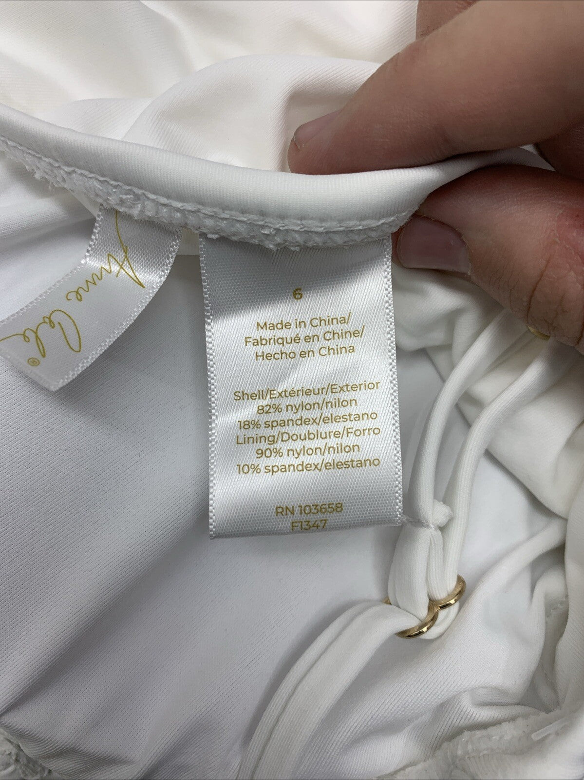 Anne Cole Women Shirred Solid One Piece Swimsuit White MYMO05701 Swimwear Size 6