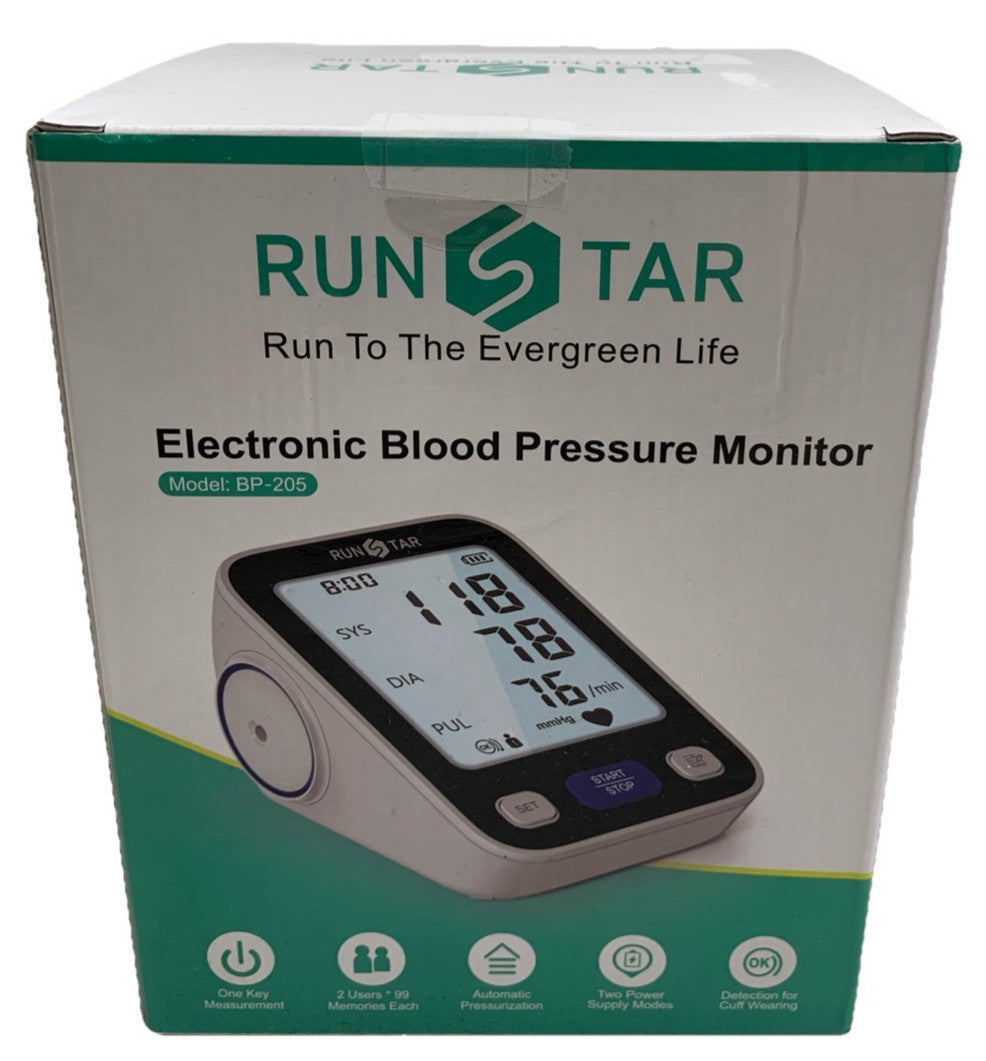 RunStar BP-205 Electronic Blood Pressure Monitor LCD Display White for Home Use