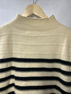 GRACE KARIN Striped Cap Sleeve Knit Sweater Crop Top Oversized Off White/Black L
