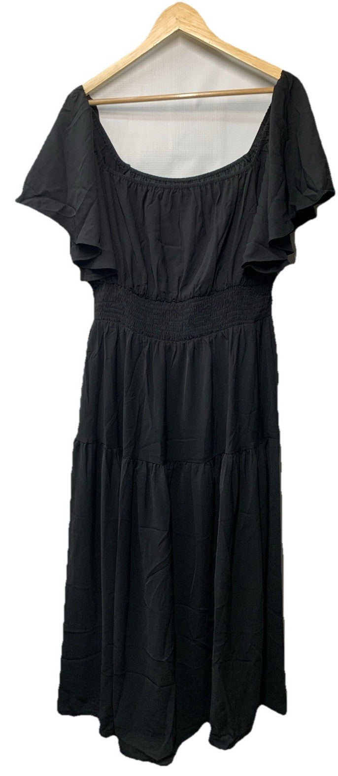 GRACE KARIN Women's Summer Dress Short Sleeve Square Neck Smocked Black Size XL