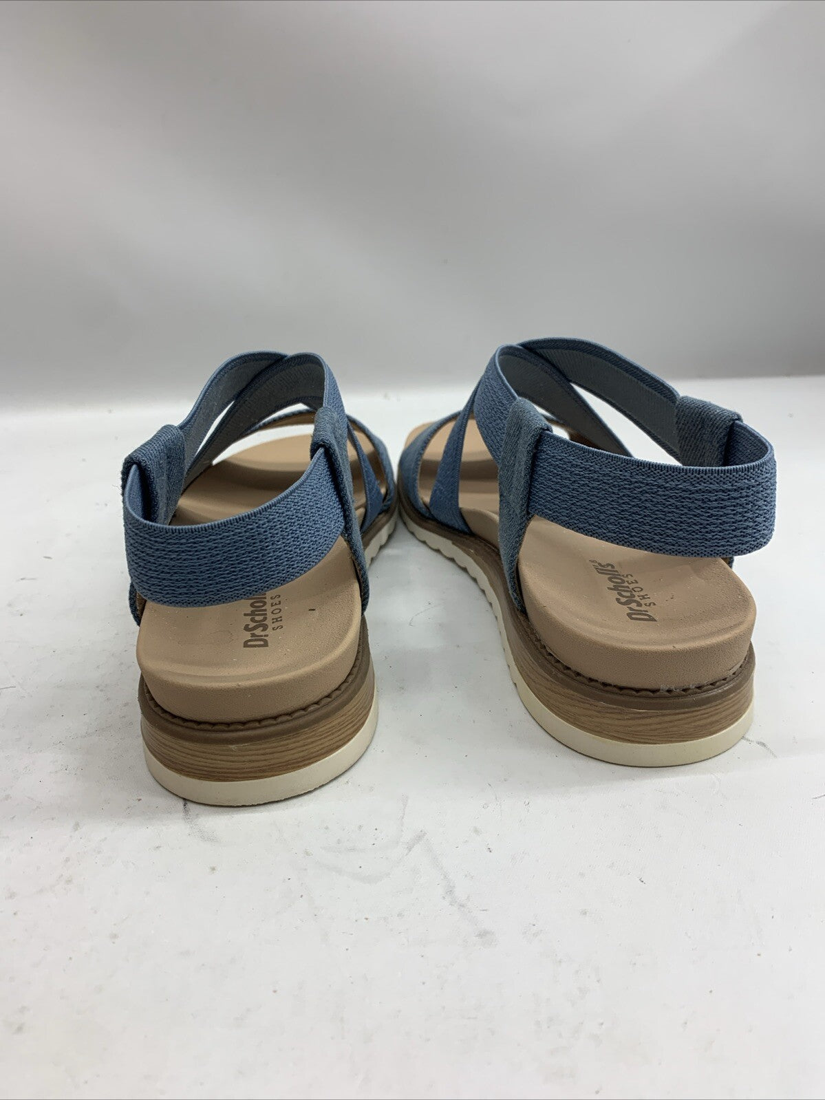 Dr. Scholls Women's Islander Strappy Flat Sandal 6M Blue Open Toe Slip On Casual