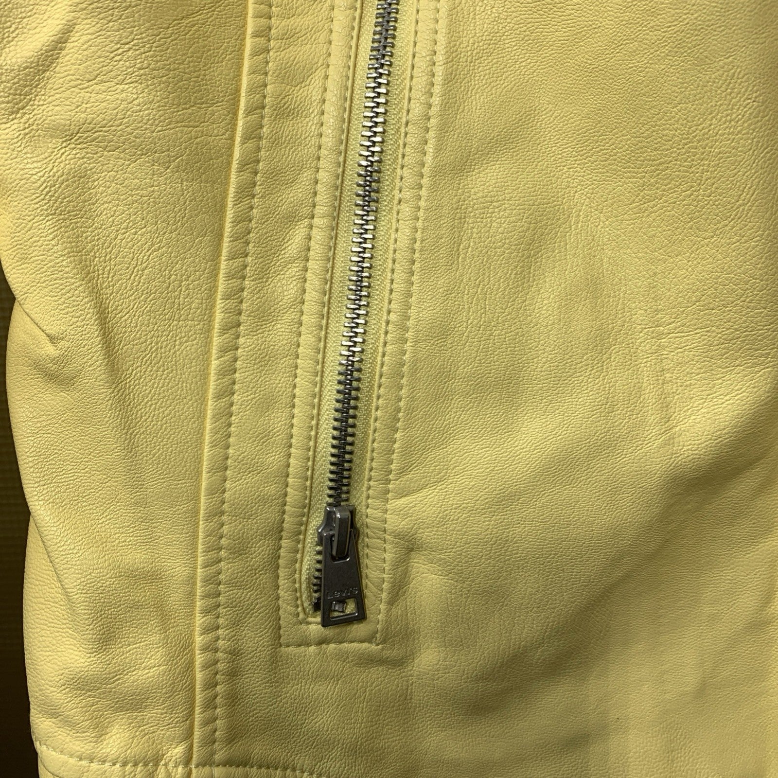 Levis Jacket Womens S Yellow Long Sleeve Moto Biker Cafe Racer Zip Coat LW1RU538