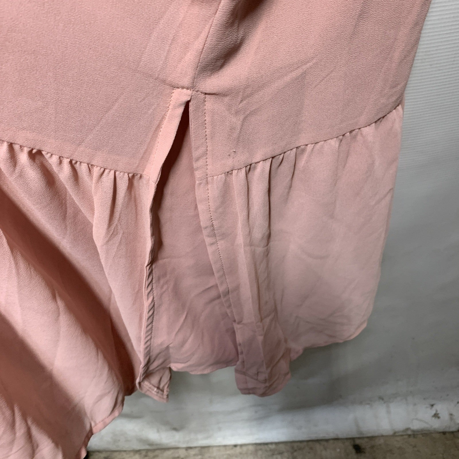 Women'S V Neck Ruffle Sleeve Summer Dress Split Flowy Tiered Midi Dress Pink Med