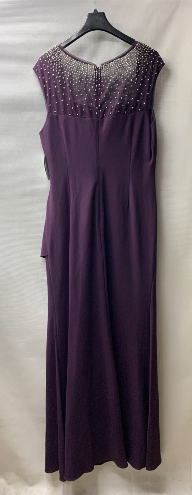 Alex Evenings Women's Long Cascade Ruffle Sleeveless Leg Slit Dress Size 14