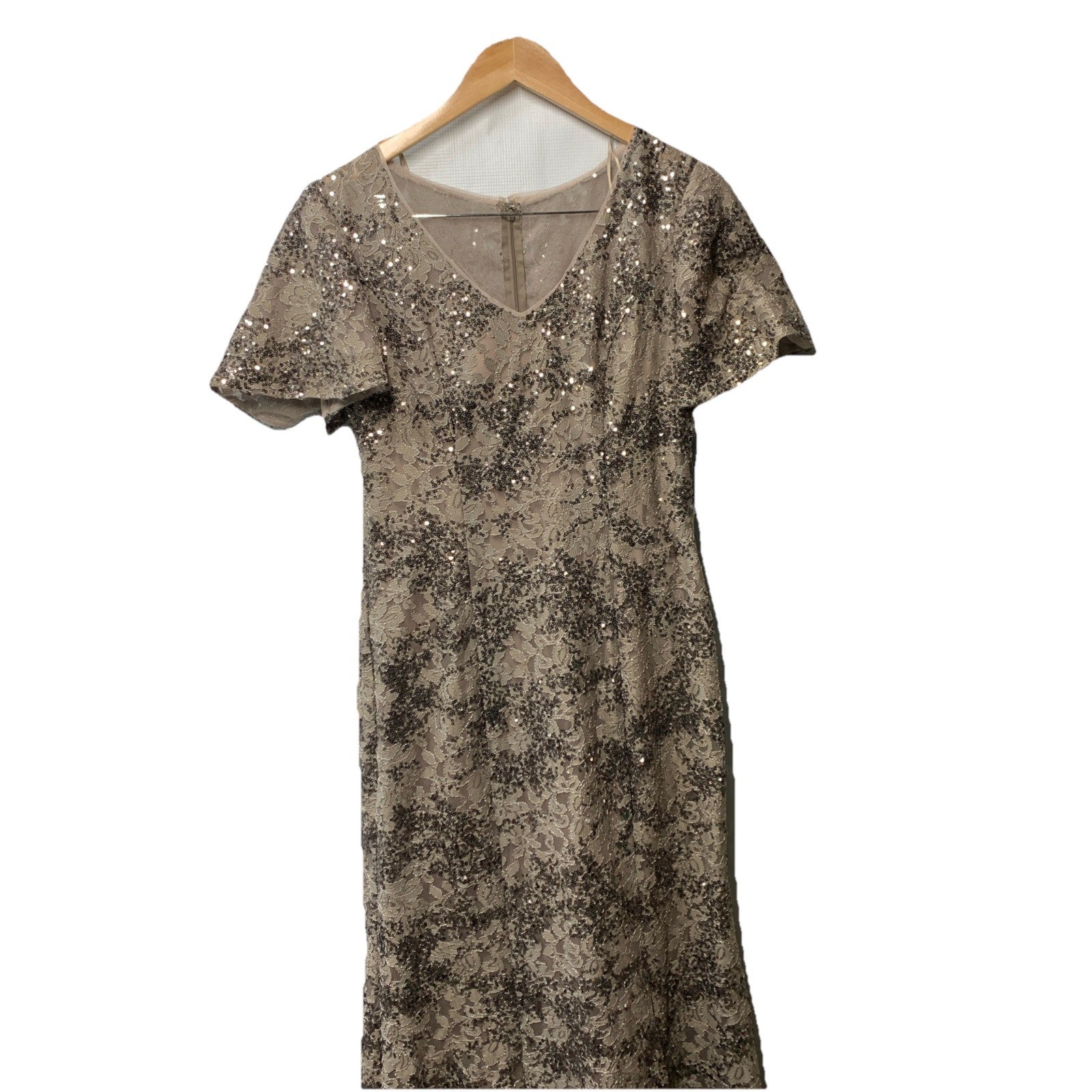 Alex Evenings Women Long Rosette Mother of The Bride Dress Taupe 81122384 Size 8