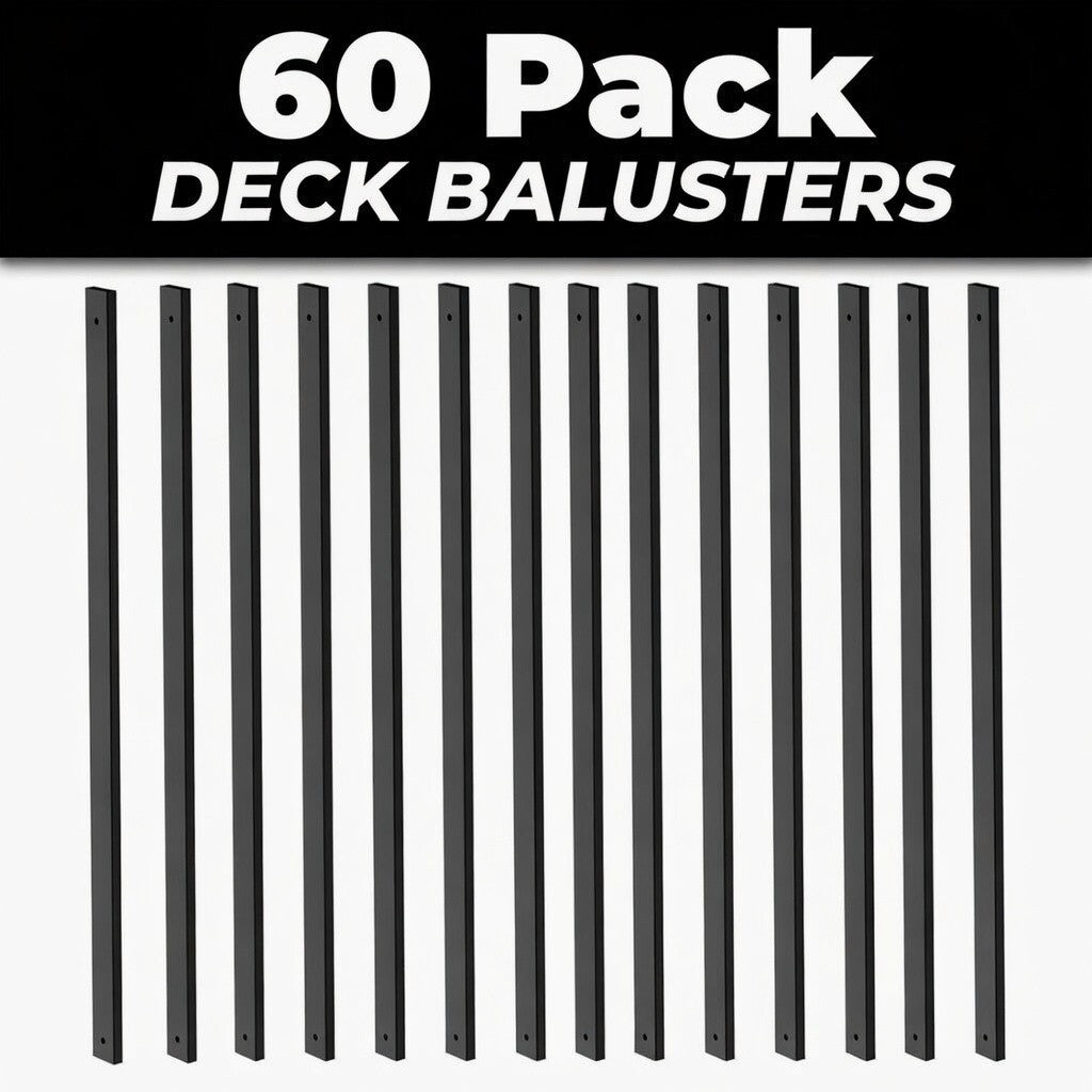 60 Pack Deck Balusters with End Caps&Screws 32.25 Inch Rectangle Staircase Balus