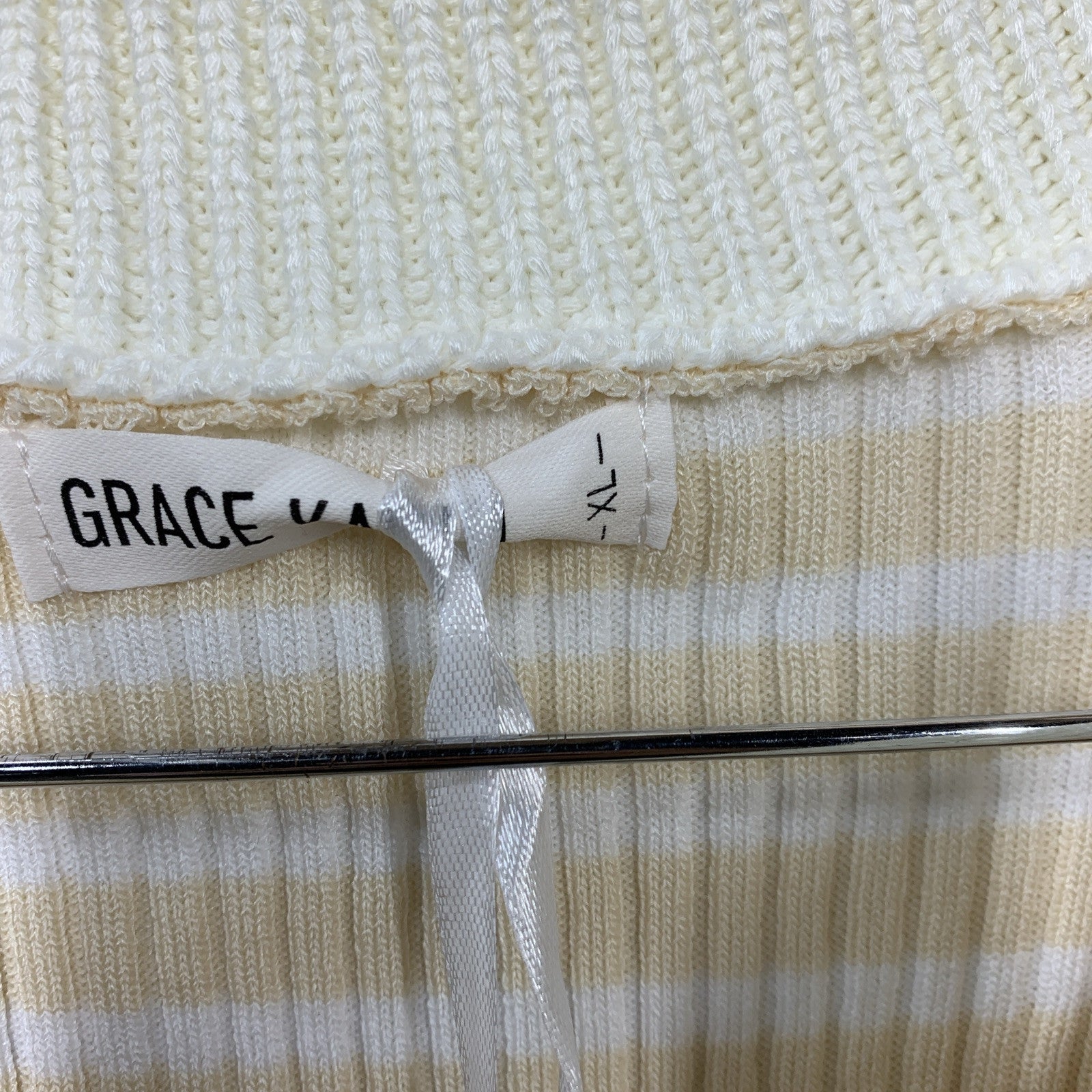 GRACE KARIN Women's Long Sleeve Sweater Dress Casual V-Neck Knit Size XL Ivory