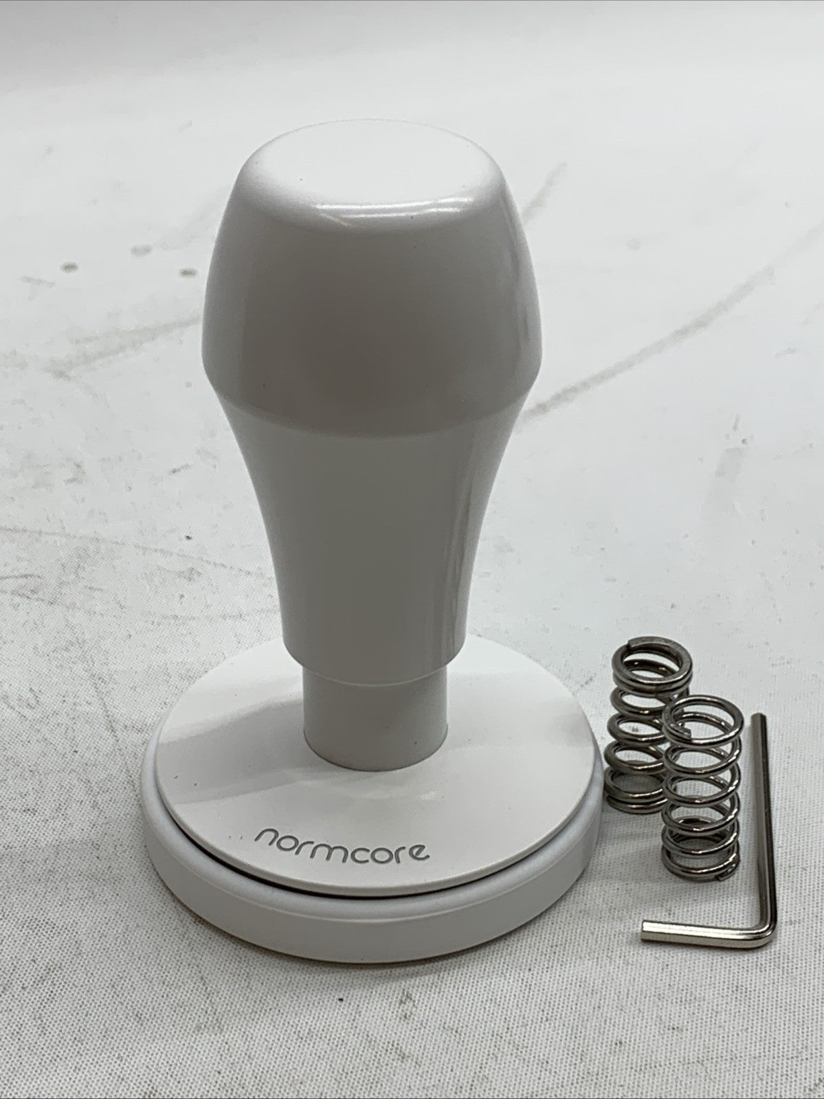 Normcore 58.5mm Spring-Loaded Coffee Tamper & Tamper Stand White Level Tamping